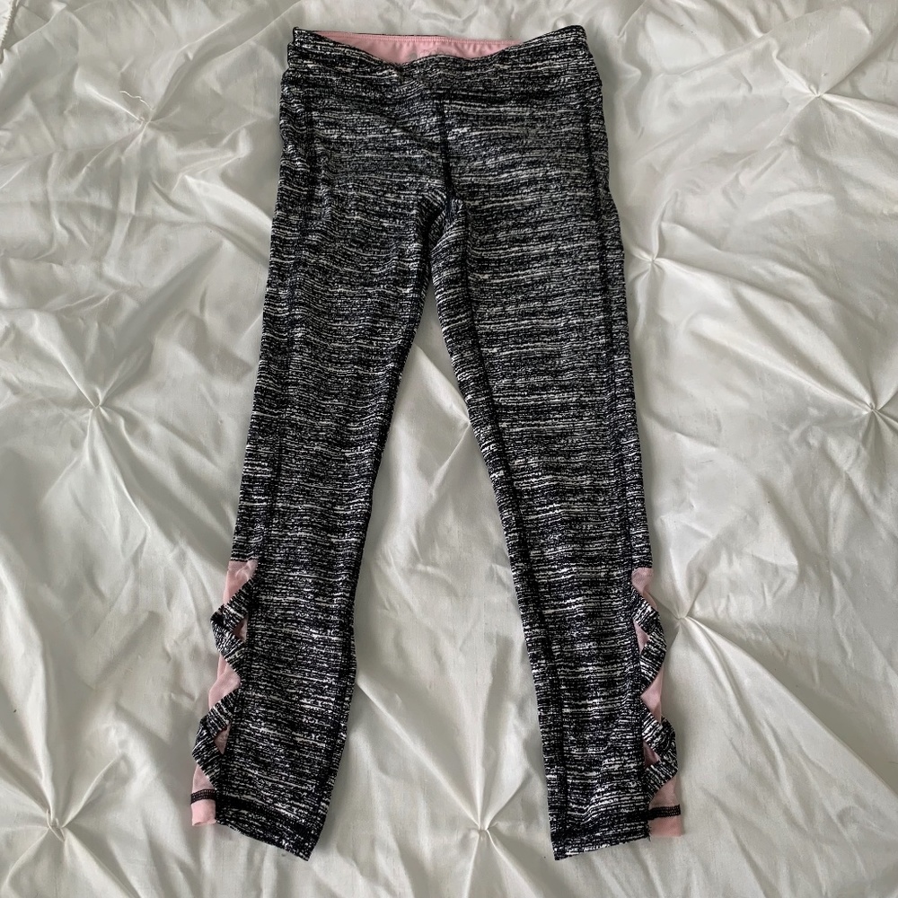 Ideology Black/White Printed Leggings, Caged Leg Detail Girls SMALL